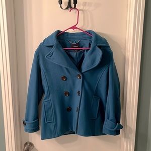 Indigo Lands End Petite Pea Coat- Sz 10 petite
